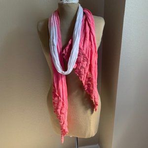 Pink tie dye and lace Scarf